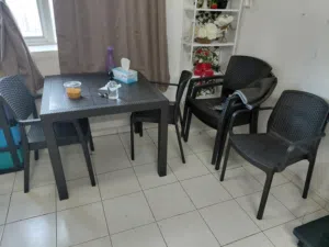 Outdoor plastic table and chairs