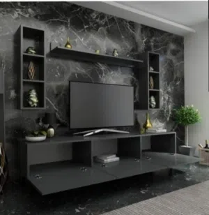 طاولة تلفاز عصرية  وطاولة مع رف وكبتين