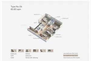 86 m2 2 Bedrooms Apartments for Sale in Muscat Madinat As Sultan Qaboos