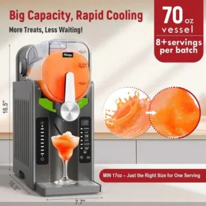 آلة صنع السلاش والمشروبات المثلجة من DSP  بقدرة 1500 واط، تبريد سريع بضاغط فريزر، 6 أوضاع إعداد مسبق