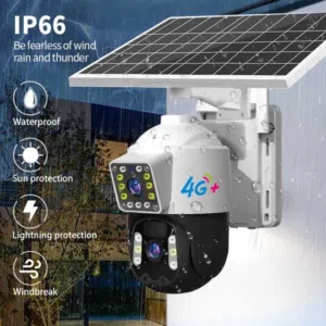 كاميرا V380 PRO طاقة شمسية الاصدار الاخير وبتقنية ذكاء الاصطناعي دبل عدسة بدقة 8MP لكل عدسه 4G شفره