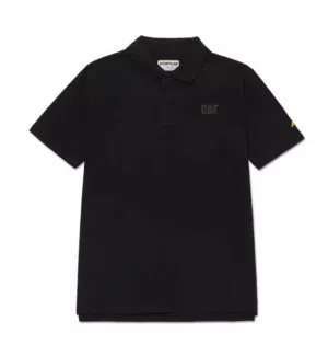 Men's Cat Logo Pique Polo Shirt - Pitch Black
