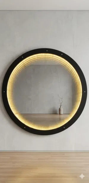 مرايا اضاءة لانهائية - مرآة اللانهاية (Infinity Mirror) - قطعة ديكور ملكية (قطر 90 سم)