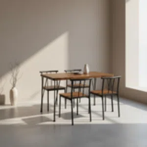 طقم طاولة طعام خشب مع 4 كراسي - تصميم مودرن صناعي - DO1150L