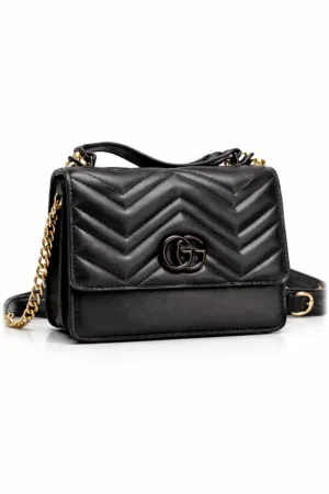 Stylish black quilted mini bag available for sale. Perfect for daily use, outings, dinners & parties