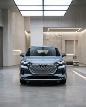 أودي Q4 e-tron 2024 لون أزرق فاتح كهربائي مرخصة مع مواصفات صينية وسقف بانوراما