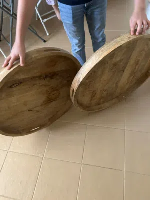 2 large wooden trays