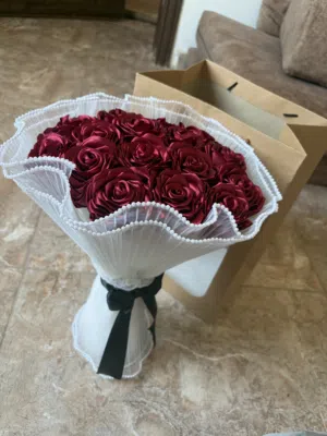باقة ورد ستان مميزة وشغل يدوي راقي (هدية مثالية لجميع المناسبات)