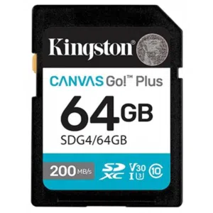 Kingston Canvas Go! Plus SD Memory Card (64GB) For DSLRs, Mirrorless Cameras & 4K Video Up to 200MB/