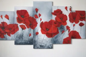 Red Poppies Painting 5X pc (Original)