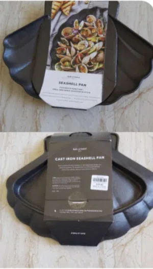 مقلاة طهي مأكولات بحرية ماركة Sur La Table العالمية الشهيرة - مصنوعة من حديد الزهر (Cast Iron)،