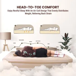 Robustt Air Bed, Inflatable Mattress W/Built-in Electric Pump (200 x 150 x 40 cms) Double Queen Size