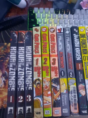 MANGA AND PLUSHIES FOR SALE, one piece, one punch man, jujutsu kaisen