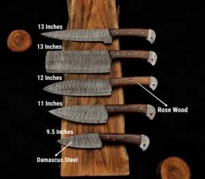 handmade steel powder coated blade chef knives set with different handles material