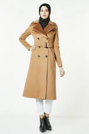 معطف ستاتي شتوي تركي  ماركة Armine متوفر قياس 40 فقط  لون عسلي ( Camel ) المعروف ب معطف كاشيه
