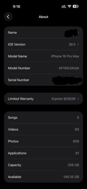 iPhone 16 Pro Max – 100% Battery – Jarir Warranty Until 26-09-2027 – 3,800 QAR