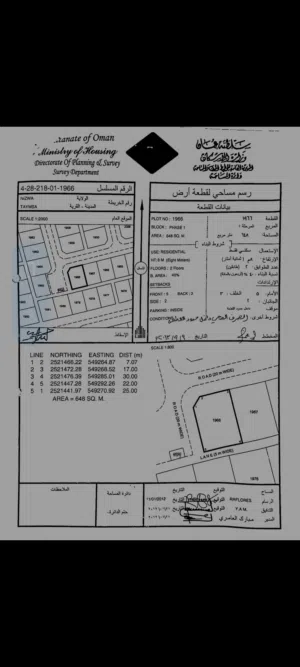 Residential Land for Sale in Al Dakhiliya Nizwa
