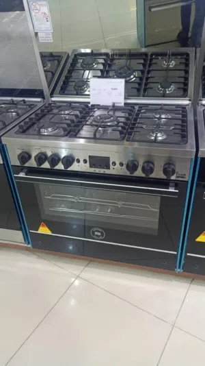 للبيع بوتاجاز يونيون إير iCook موديل C69SS-GC-511-ICSH-2W-AL، مقاس 90x60 سم، 5 شعلات، اللون أسود
