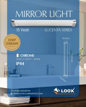 Mirror Light 15W Series Lucenta IP44 Loox – Chrome / مصباح مرآة LED لوكس لوسينتا 15 واط IP44 – كروم
