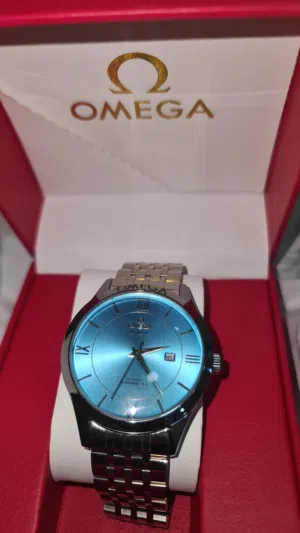 ساعة أوميجا دي فيل (Tiffany Blue) - أعلى جودة AAA - جديدة مع ميزة التاريخ