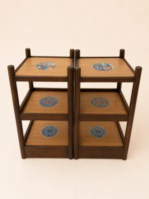 side tables for living room and 2 morocan pots.