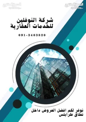 شقة تجاريه بتشطيب ممتاز بدور تاني تصلح لشركات ومكاتب ف شارع الظل بن عاشور