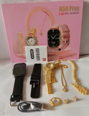 ساعة ذكية مع طقم مجوهرات