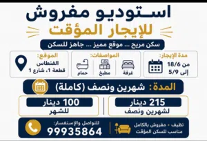 100 m2 Studio Apartments for Rent in Al Ahmadi Fintas