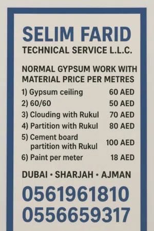 Maintenance & Gypsum Work in Dubai  We do all kinds of home & office maintenance and gypsum