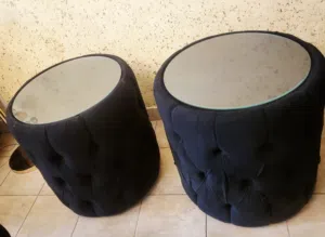 Set of 2 Velvet Side Tables with Mirror Top – Can Be Sold Separately