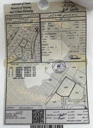 Residential land for sale 937 square meter al hail north     ارض سكني للبيع 937 متر الحيل الشماليه