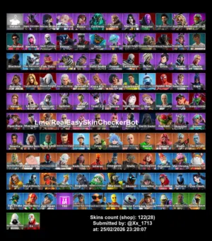 حساب فورت نايت 122 سكن للبيع بسعر حلو