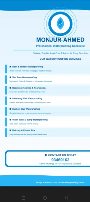 Salaam Alaikum we are doing all kind of waterproofing if you want anywhere in Moscow can contact m