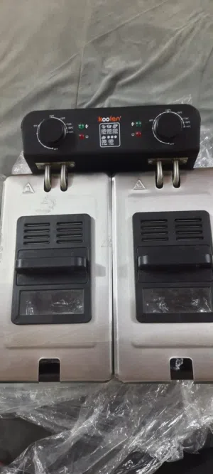 قلاية زيت Koolen 2800W جديدة 6 لتر حوضين استخدام مرة واحدة فقط بدون كرتون