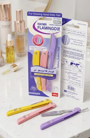 100% Original Feather Flamingo-S Facial Razors (Pack of 3)