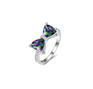 Brand new original Swarovski multi-coloured sliver bow ring comes in original packaging