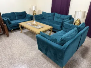 Sofa set with center table and two stands lamp