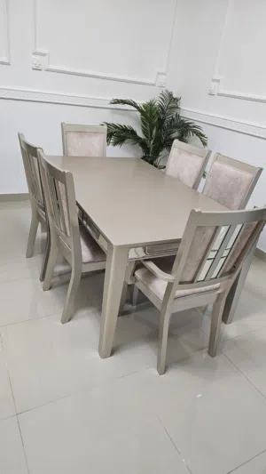 Fancy Danube Wooden 6 seater Dining Table Beige
