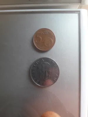 2 piece rare france italiana france 5 cent euro 6,61g medaile . italiana 100.lire 8g monnie