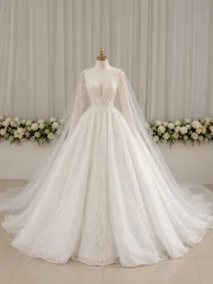 White wedding dress أبيض فستان