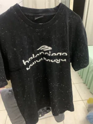 Balenciaga Splatter Paint Logo Large/Oversized Fit T-shirt in Cotton Jersey".