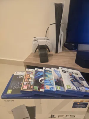 PlayStation 5 1TB Slim Disk Edition ME, 8K, 4K, Light use, 6 Original Games and 2 Controller & Stand