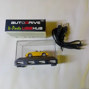 4 - PORT USB HUB with WIRE and a 1:87 scale PORSCHE BOXSTER S for reading or transfer or data