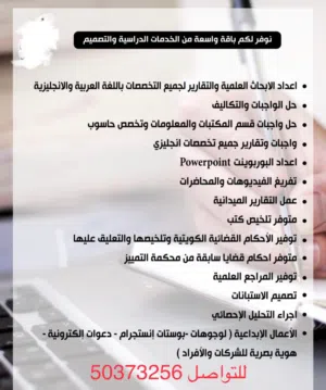 جميع مشاريع الطلبه ورد واكسيل شرايح باوربونت اسكراش -حل ورق العمل -عمل تقارير لجميع المراحل