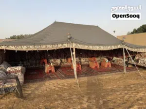 بيت شعر بدوي للبيع  فيه 6 جلسات و مقعدين حق الجلسات و 7 مراجي و 4 زوليات و فيها اضاءة و كهرباء