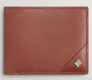 غانت GANT Textured Flap Bi-Fold  leather Wallet Brown Color..