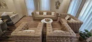 Very clean 7 seat sofa set with table
