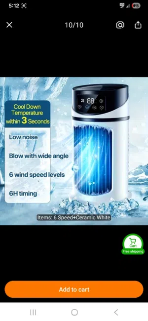 مروحة مكتب USB 6 سرعات جديدة تبريد ممتاز مع اضاءة و و 2 ice pack