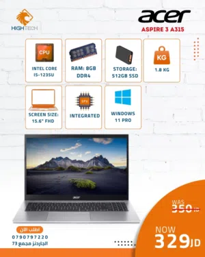لابتوب ايسر كور i5جيل12-8جيجا رام-12GB SSD-15.6"FHD-وندوز 11-لابتوبات Laptop Acer Aspire.