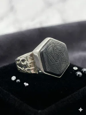 خاتم حديد صيني فضه بحرينية منقوش